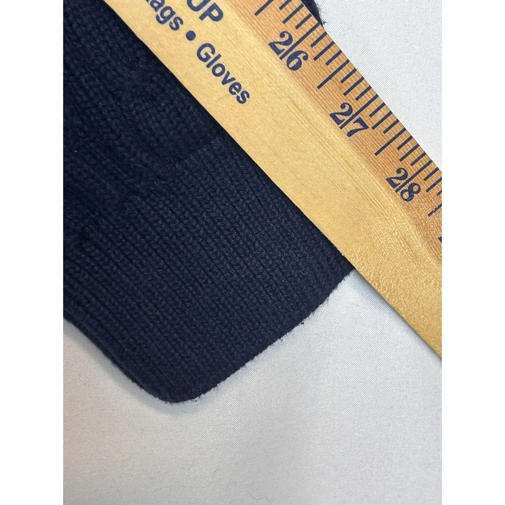 Mens Navy Blue Cable Knit Crew Neck Sweater Long Sleeve Textured Pullover